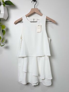 Idem Ditto Romper Womens Small White Layered Shorts Romper Sleeveless Flowy NWT